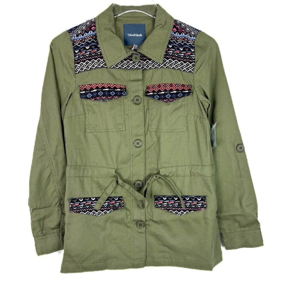 NWT Modcloth Assorted Occasions Anorak Utility Jacket Army Green Size XXS NEW